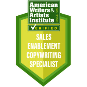 Sales enablement content copywriting specialist badge